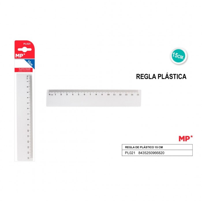 Regla de plástico 15 cm