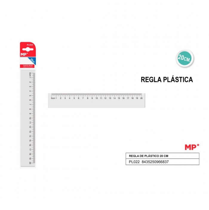 Regla de plástico 20 cm