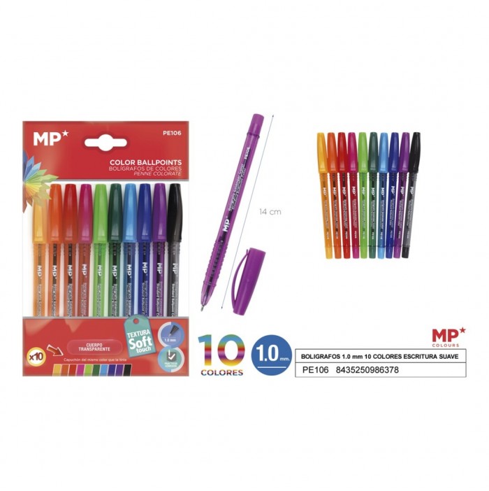 Set de 10 bolígrafos de colores