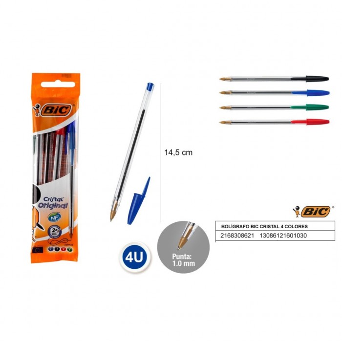 Pack de 4 bolígrafos bic de colores