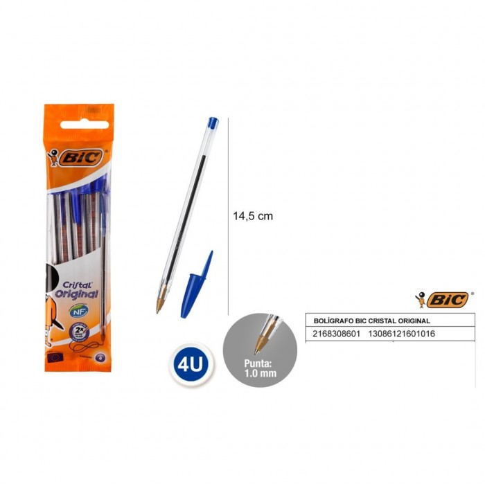 Pack de 4 bolígrafos Bic azul