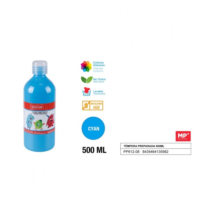 Témpera líquida cyan (500 ml)