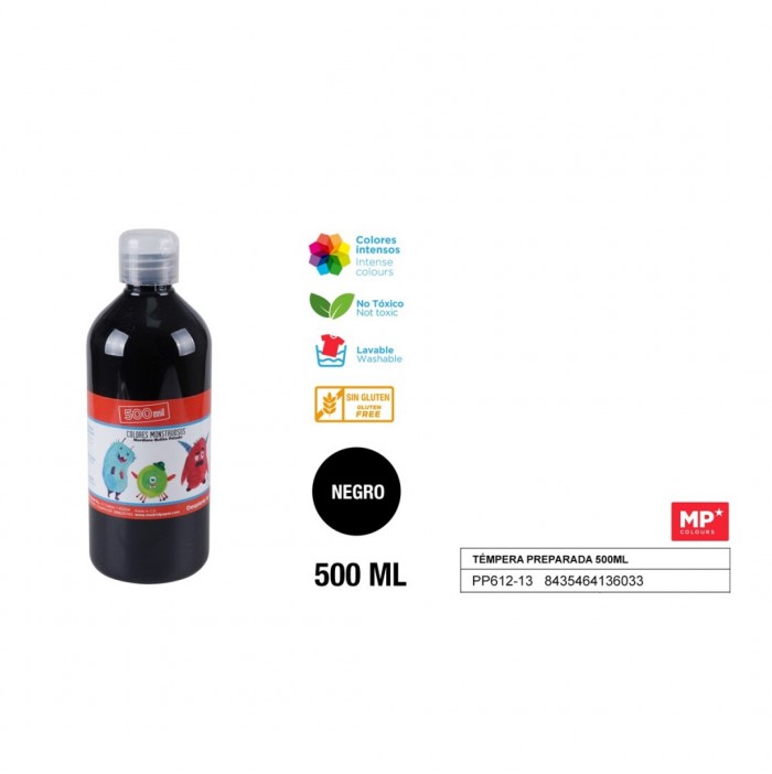 Témpera líquida negra (500 ml)