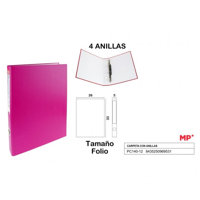 Archivador de 4 anillas rosa