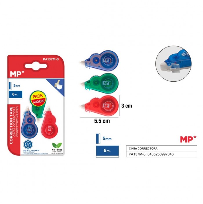 Pack de cinta correctora mini (6m)