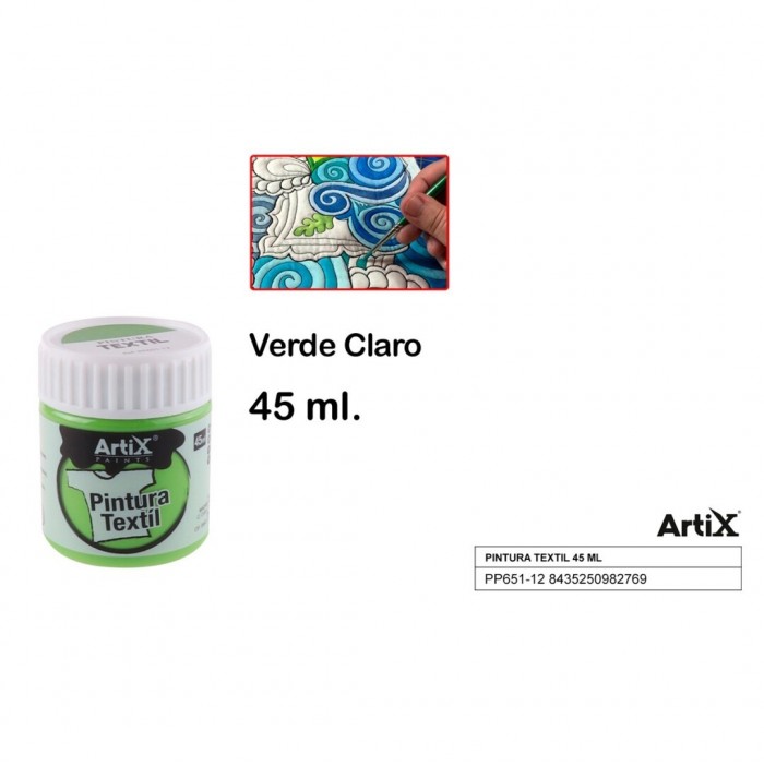 Pintura textil verde claro