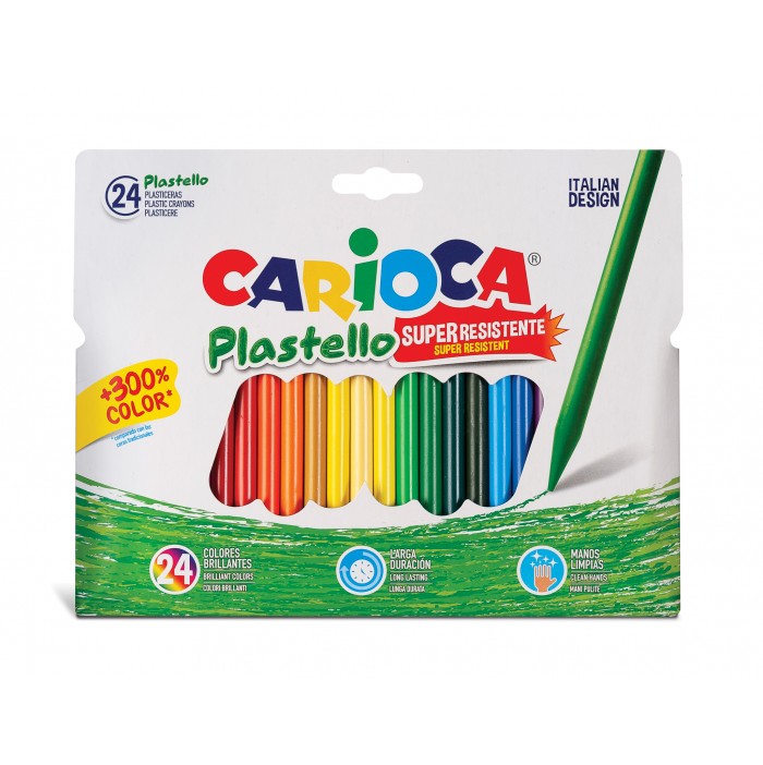 Pack de 24 ceras carioca plastello