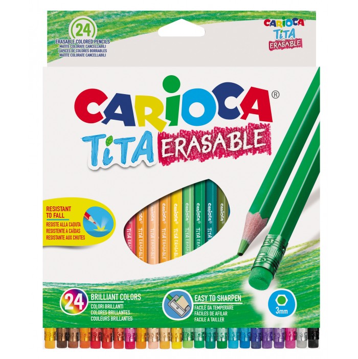 Lápices de colores carioca borrables (24)