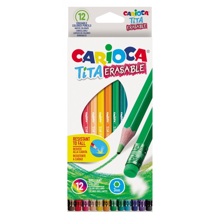 Lápices de colores carioca borrables (12)