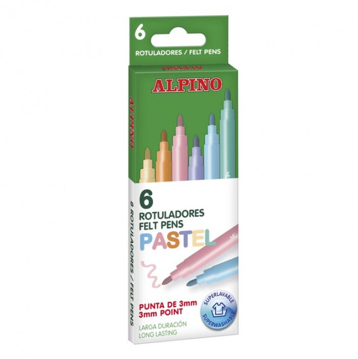 Pack rotuladores Alpino 6U pastel