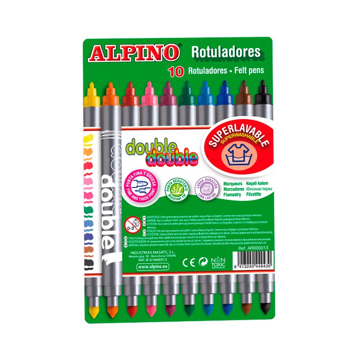 Pack rotuladores Alpino 10U doble punta