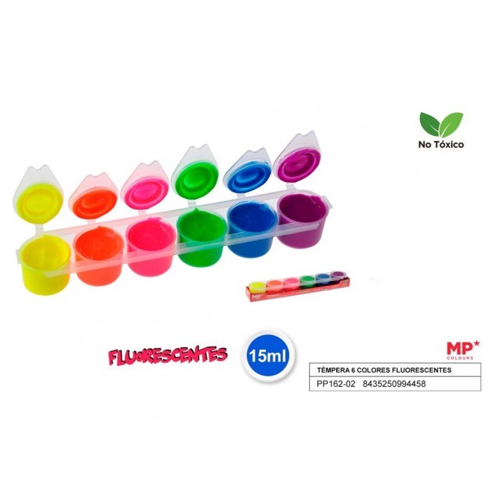 Set de 6 témperas colores fluorescentes